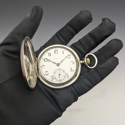 Around 1925 Vintage Longines pocket watch silver side hunter case works well